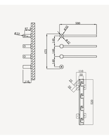 SECHE SERVIETTE NEOVA  ELECTRIQUE 3 TUBES  KROOS