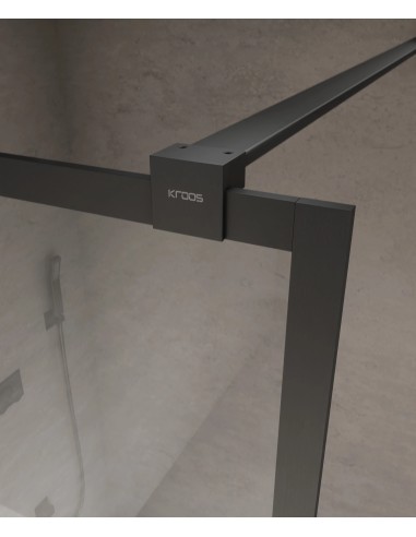 PAROI DE DOUCHE EVORA  FIXE VERRE TRANSPARENT CADRE GUN METAL KROOS