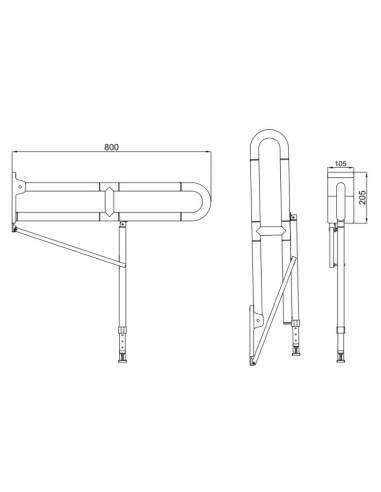 BARRE FIXE PIVOTANTE PLIANTE AVEC JAMBE DE SUPPORT NOFER