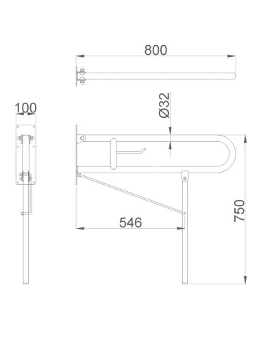 BARRE D'APPUI PIVOTANTE AVEC PORTE ROULEAU ET PIED DE SUPPORT AU SOL NOFER