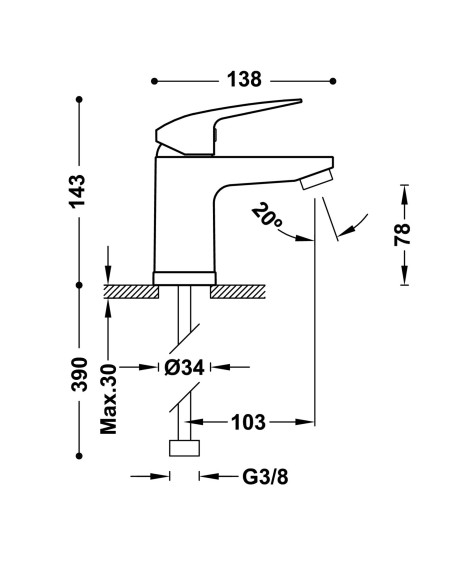 MITIGEUR LAVABO BASE PLUS TRES