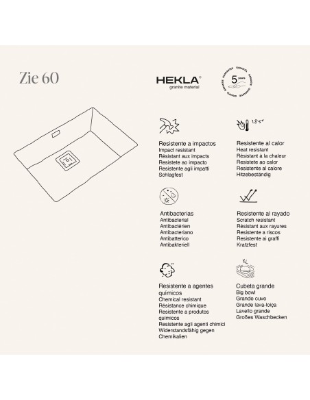 EVIER DE CUISINE EN RESINE HEKLA ZIE 60 POALGI