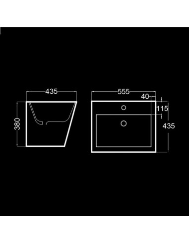 LAVABO MURAL  ZERO SQUARE DIM 56CM BECRISA