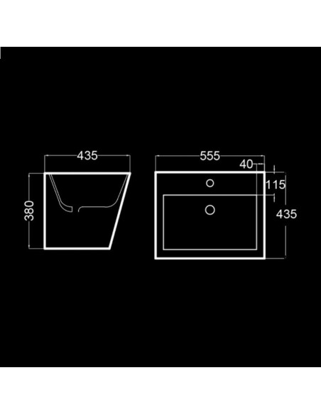 LAVABO MURAL  ZERO SQUARE DIM 56CM BECRISA