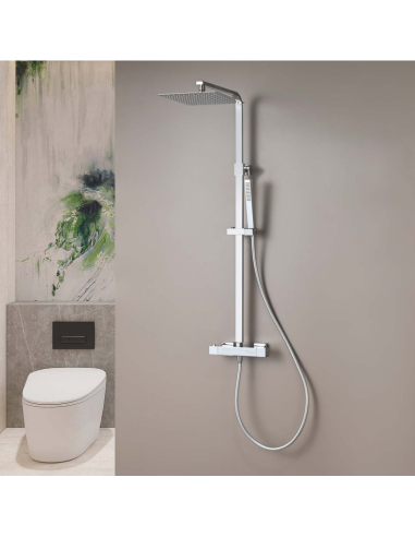 Colonne de Douche Thermostatique Chrome Carré - Colonne de Douche Thermostatique - QUADRA