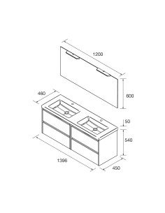 MEUBLE VASQUE DIM 140CM  NOJA SALGAR 2