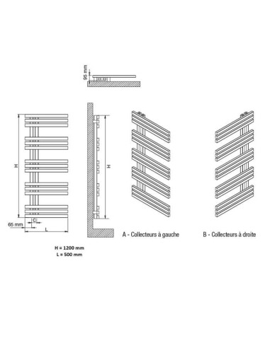 SECHE SERVIETTE ELECTRIQUE DIM 800*50 400W  VERONA CICSA