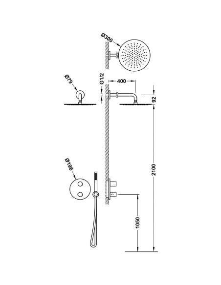 KIT DE ROBINET THERMOSTATIQUE ENCASTRE THERM BOX À 2 VOIES POUR DOUCHE TRES GRIFERIA