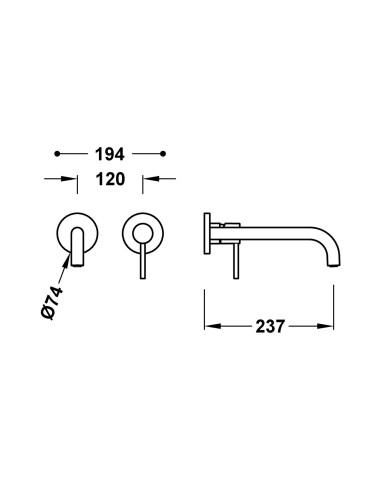 MITIGEUR ENCASTRE  POUR LAVABO STUDY TRES GRIFERIA