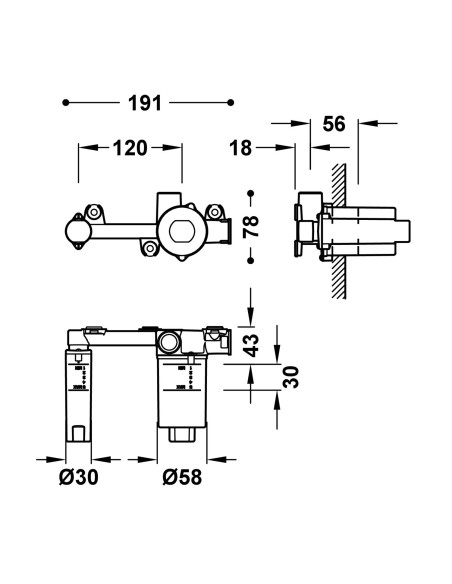 MITIGEUR ENCASTRE  POUR LAVABO STUDY TRES GRIFERIA
