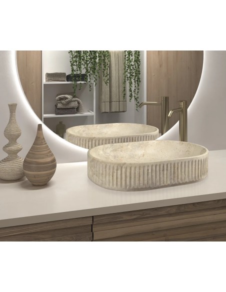 Vasque Togo en pierre naturelle beige-Art Bath