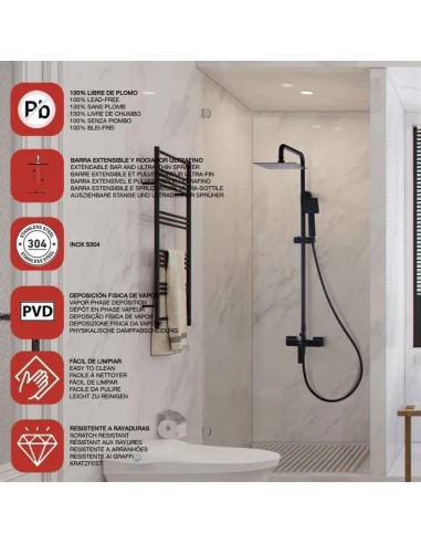 Colonne de douche mécanique teléscopique avec douchette et pommeau carré infinite sky Bath