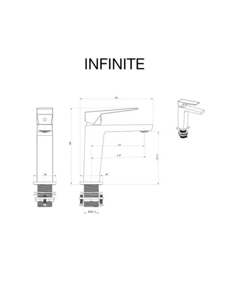 Mitigeur lavabo Infinite noir mat SKY BATH -Vasque encastrée design