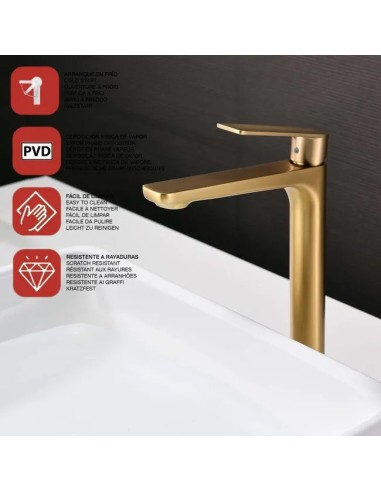 Mitigeur Lavabo Haut Or Brossé PVD-SKY BATH