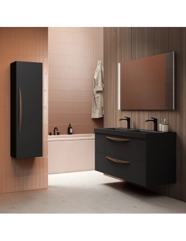 Le meuble vasque Arco Noir de Visobath séduit par son design contemporain et son élégante finition noir mat
