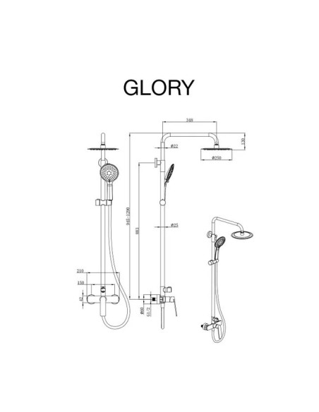 Colonne de douche mécanique Glory Chrome/SKY BATH