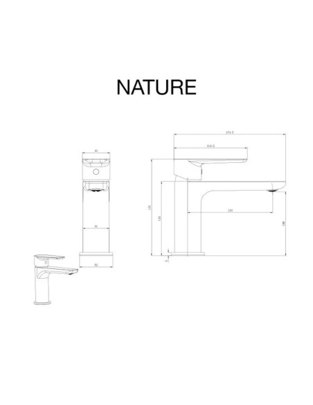 MITIGEUR LAVABO NOIR MAT  NATURE  SKY BATH