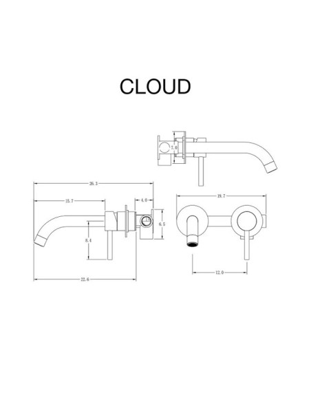 Mitigeur mural Cloud Or brossé PVD /Sky Bath