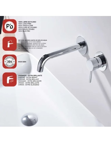 Mitigeur mural Cloud Chrome/Sky Bath