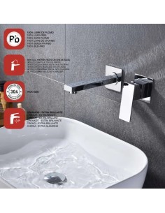 Mitigeur lavabo mural Thunder Chrome-Sky Bath /Design contemporain et inox S304 2