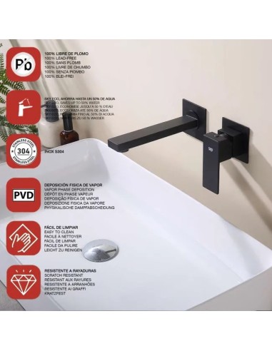 Mitigeur Lavabo Mural Thunder Noir Mat / Sky Bath