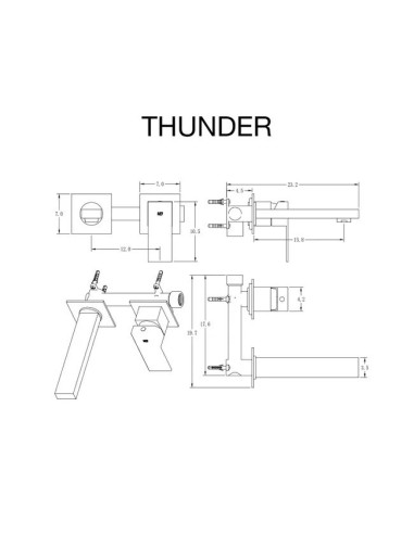 Mitigeur Lavabo Mural Thunder Or Brossé /Sky Bath