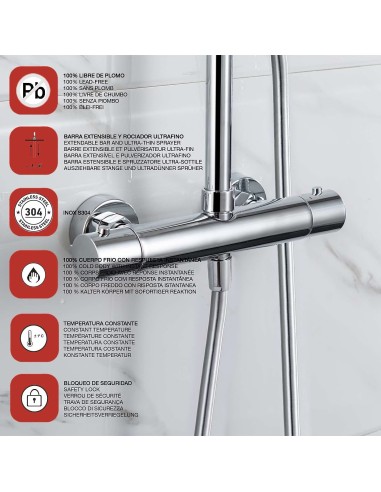 Colonne de douche thermostatique SUPRÊME Chrome/Sky Bath