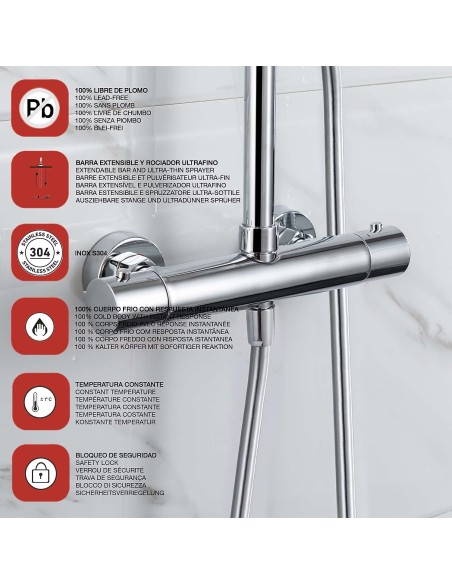 Colonne de douche thermostatique SUPRÊME Chrome/Sky Bath