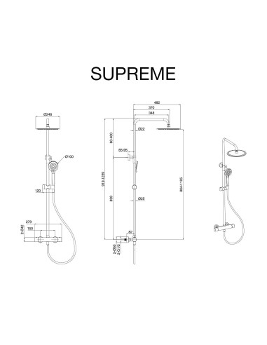 Colonne de douche thermostatique SUPRÊME Chrome/Sky Bath
