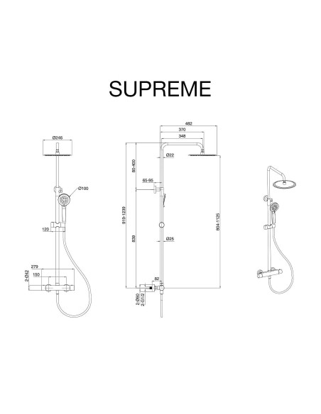 Colonne de douche thermostatique SUPRÊME Chrome/Sky Bath
