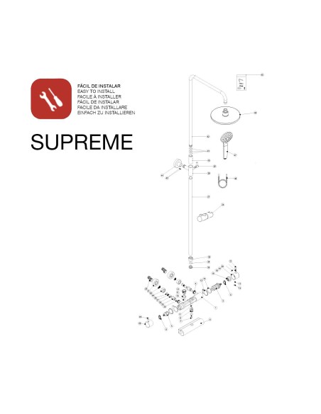 Colonne de douche thermostatique SUPRÊME Chrome/Sky Bath
