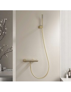 Mitigeur de douche thermosttaique Suprême SKY BATH en finition or brossé, alliant design moderne, sécurité et confort 2