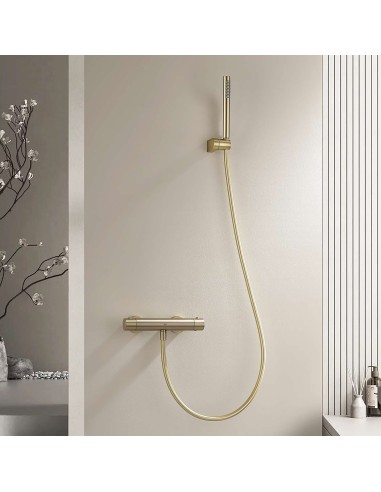 Mitigeur de douche thermostatique or brossé Supreme Sky Bath / Sécurité et Design