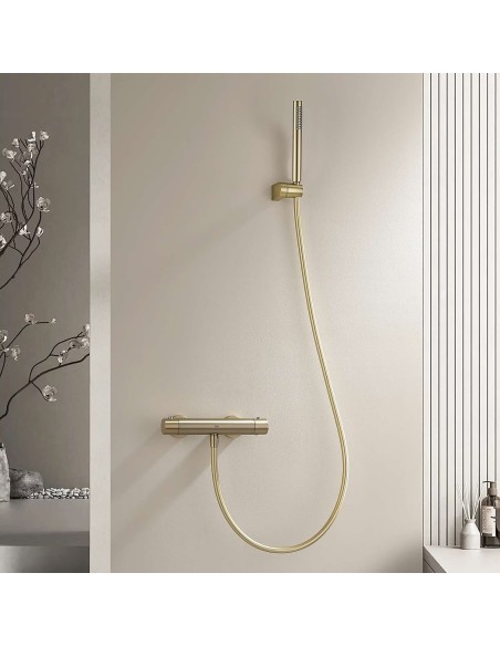 Mitigeur de douche thermostatique or brossé Supreme Sky Bath / Sécurité et Design