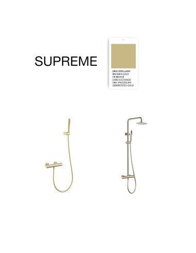 Mitigeur de douche thermostatique or brossé Supreme Sky Bath / Sécurité et Design