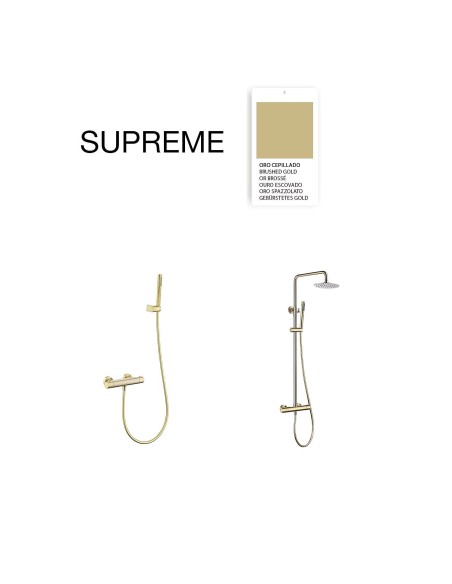 Mitigeur de douche thermostatique or brossé Supreme Sky Bath / Sécurité et Design