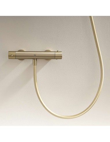 Mitigeur de douche thermostatique or brossé Supreme Sky Bath / Sécurité et Design