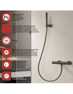 Mitigeur de douche thermostatique  Supreme SKY BATH en finition noir mat, alliant design moderne, sécurité et confort. 2