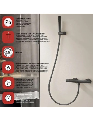 Mitigeur de douche thermostatique Noir mat Supreme SKY BATH/ Sécurité et Design