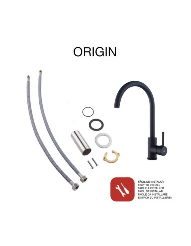 Mitigeur Évier Cuisine Noir Mat SKY BATH/inox S304/Bec pivotant
