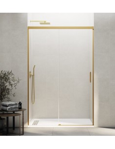 Paroi de douch frontale GME Basic OR145 composée d'un  panneau fixe+ une porte coulissante.