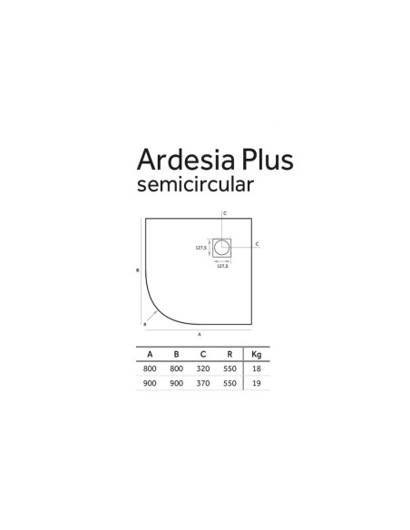 Receveur de douche Ardesian semi-circulaire GME Blanc/ Antidérapant effet ardoise