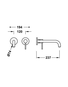MITIGEUR LAVABO ENCASTRE EN LAITON COULEUR GRAPHITE COLLECTION STUDY TRES 2