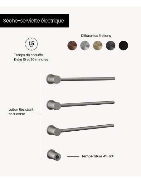Sèche-serviettes Kroos 3 tubes Nickel brossé mat/ Design moderne pour salle de bain
