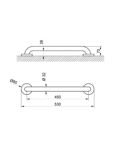 barre d'appui droite inox NOFER  Barre PMR
