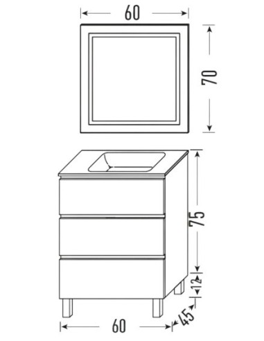 Meuble vasque 3 tiroirs Gold Orosi / Élégance et rangement