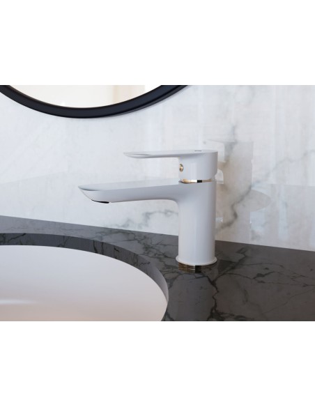 MITIGEUR LAVABO CASSIO BLANC/CHROME