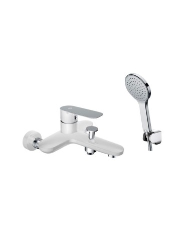 MITIGEUR BAIN CASSIO BLANC/CHROME AVEC KIT