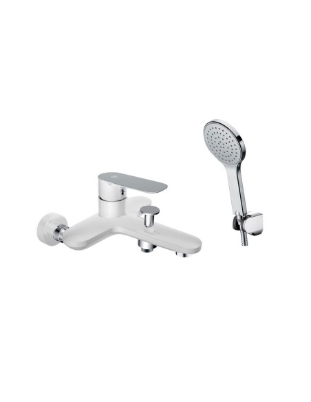 MITIGEUR BAIN CASSIO BLANC/CHROME AVEC KIT