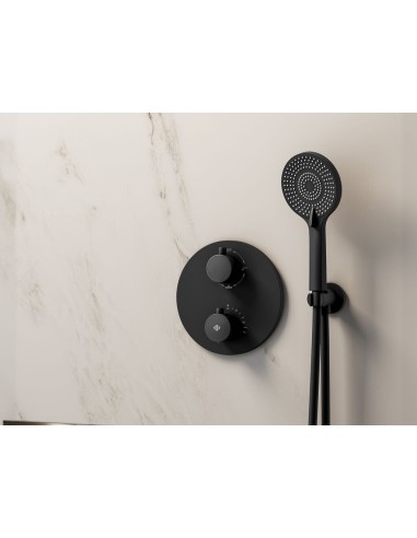 ENSEMBLE ENCASTRE 2/3 FONCT. THERMOSTATIQUE ROUND NOIR